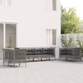 8-piece garden furniture set and gray synthetic rattan cushions by vidaXL, Garden sets - Ref: Foro24-3187493, Price: 437,16 €...