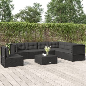 Gartenmöbel- und Kissenset, 7-teilig, schwarzes synthetisches Rattan von vidaXL, Gartensets - Ref: Foro24-3187135, Preis: 687...