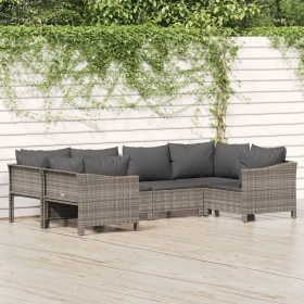 6-teiliges Gartenmöbel-Set und graue synthetische Rattankissen von vidaXL, Gartensets - Ref: Foro24-3187300, Preis: 428,99 €,...