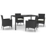 Set de muebles jardín 5 pzas con cojines ratán sintético negro de vidaXL, Conjuntos de jardín - Ref: Foro24-3187318, Precio: ...