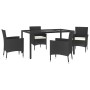 Set de muebles jardín 5 pzas con cojines ratán sintético negro de vidaXL, Conjuntos de jardín - Ref: Foro24-3187318, Precio: ...