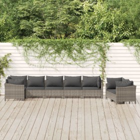 8-teiliges Gartenmöbel-Set und graue synthetische Rattankissen von vidaXL, Gartensets - Ref: Foro24-3187289, Preis: 572,12 €,...