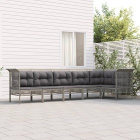 6-teiliges Gartenmöbel-Set und graue synthetische Rattankissen von vidaXL, Gartensets - Ref: Foro24-3187509, Preis: 363,24 €,...