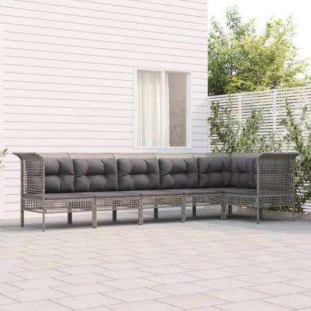 6-teiliges Gartenmöbel-Set und graue synthetische Rattankissen von vidaXL, Gartensets - Ref: Foro24-3187509, Preis: 385,43 €,...