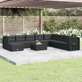 9-teiliges Gartenmöbel-Set und schwarze synthetische Rattankissen von vidaXL, Gartensets - Ref: Foro24-3187142, Preis: 737,50...