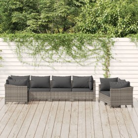 7-teiliges Gartenmöbel-Set und Kissen synthetisches Rattangrau von vidaXL, Gartensets - Ref: Foro24-3187288, Preis: 558,52 €,...