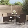 Garden table and chairs 5 pieces and brown synthetic rattan cushions by vidaXL, Garden sets - Ref: Foro24-3187413, Price: 285...