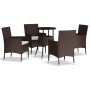 Garden table and chairs 5 pieces and brown synthetic rattan cushions by vidaXL, Garden sets - Ref: Foro24-3187413, Price: 285...