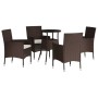 Garden table and chairs 5 pieces and brown synthetic rattan cushions by vidaXL, Garden sets - Ref: Foro24-3187413, Price: 285...