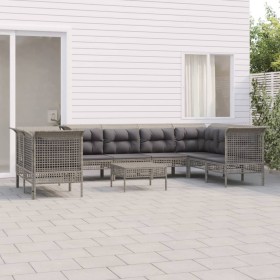 9-piece garden furniture set and gray synthetic rattan cushions by vidaXL, Garden sets - Ref: Foro24-3187546, Price: 456,99 €...