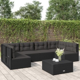 6-teiliges Gartenmöbel-Set und schwarze Kissen aus synthetischem Rattan von vidaXL, Gartensets - Ref: Foro24-3187155, Preis: ...