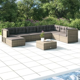 8-piece garden furniture set and gray synthetic rattan cushions by vidaXL, Garden sets - Ref: Foro24-3187242, Price: 746,99 €...