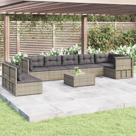 8-piece garden furniture set and gray synthetic rattan cushions by vidaXL, Garden sets - Ref: Foro24-3187224, Price: 738,99 €...