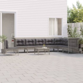 9-piece garden furniture set and gray synthetic rattan cushions by vidaXL, Garden sets - Ref: Foro24-3187530, Price: 454,58 €...