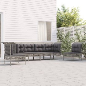 6-teiliges Gartenmöbel-Set und graue synthetische Rattankissen von vidaXL, Gartensets - Ref: Foro24-3187488, Preis: 322,99 €,...