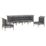 Set de muebles de jardín 6 pzas y cojines ratán sintético gris de vidaXL, Conjuntos de jardín - Ref: Foro24-3187488, Precio: ...