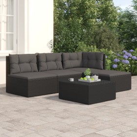 Gartenset mit Kissen 4-teilig aus schwarzem synthetischem Rattan von vidaXL, Gartensets - Ref: Foro24-3187106, Preis: 337,99 ...