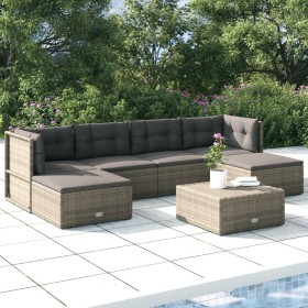 Set mit 6 Gartenmöbeln und Kissen synthetisches Rattangrau von vidaXL, Gartensets - Ref: Foro24-3187234, Preis: 525,99 €, Rab...