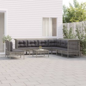 11-teiliges Gartenmöbel-Set und graue synthetische Rattankissen von vidaXL, Gartensets - Ref: Foro24-3187532, Preis: 552,99 €...