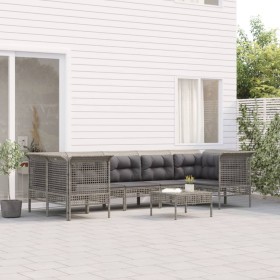 8-teiliges Gartenmöbel-Set und graue synthetische Rattankissen von vidaXL, Gartensets - Ref: Foro24-3187479, Preis: 436,99 €,...