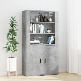 Concrete gray plywood tall sideboard by vidaXL, Sideboards - Ref: Foro24-3185363, Price: 147,28 €, Discount: %