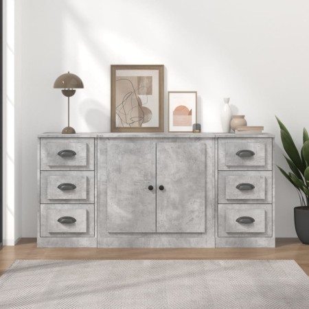 Sideboards 3 Stück betongraues Sperrholz von vidaXL, Sideboards - Ref: Foro24-3185235, Preis: 184,04 €, Rabatt: %