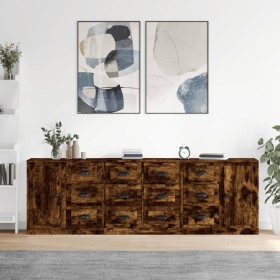 3-teilige Sideboards Sperrholz Räuchereiche von vidaXL, Sideboards - Ref: Foro24-3185292, Preis: 297,99 €, Rabatt: %