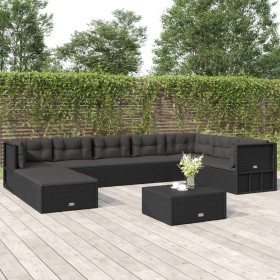 9-teiliges Gartenmöbel-Set und schwarze synthetische Rattankissen von vidaXL, Gartensets - Ref: Foro24-3187160, Preis: 776,99...