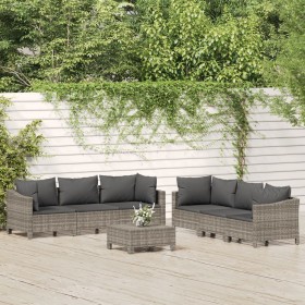 7-piece garden furniture set and gray synthetic rattan cushions by vidaXL, Garden sets - Ref: Foro24-3187266, Price: 589,10 €...