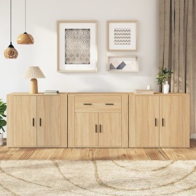 Sideboards 3 pieces plywood oak Sonoma color by vidaXL, Sideboards - Ref: Foro24-3185418, Price: 217,38 €, Discount: %