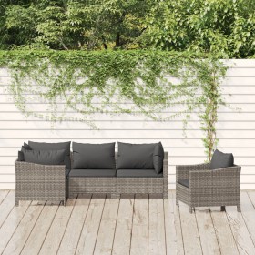 5-teiliges Gartenmöbel-Set und graue synthetische Rattankissen von vidaXL, Gartensets - Ref: Foro24-3187280, Preis: 415,02 €,...