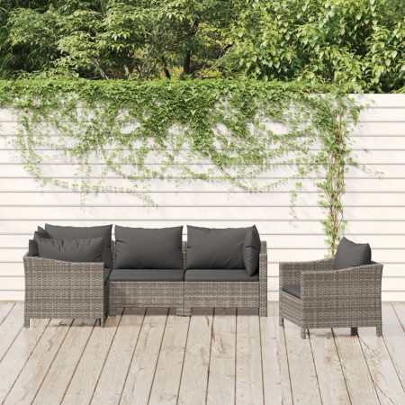 5-teiliges Gartenmöbel-Set und graue synthetische Rattankissen von vidaXL, Gartensets - Ref: Foro24-3187280, Preis: 411,04 €,...