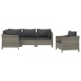 Set de muebles de jardín 5 pzas y cojines ratán sintético gris de vidaXL, Conjuntos de jardín - Ref: Foro24-3187280, Precio: ...