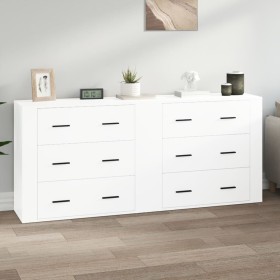 Aparadores 2 uds madera contrachapada blanco brillo de vidaXL, Aparadores - Ref: Foro24-3185409, Precio: 227,99 €, Descuento: %