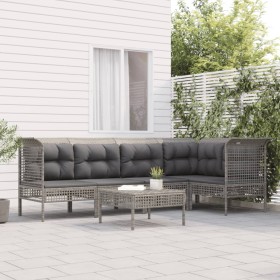 6-teiliges Gartenmöbel-Set und graue synthetische Rattankissen von vidaXL, Gartensets - Ref: Foro24-3187508, Preis: 367,49 €,...