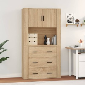 Aparador alto madera contrachapada color roble de vidaXL, Aparadores - Ref: Foro24-3185386, Precio: 194,99 €, Descuento: %