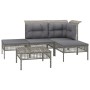 Set de muebles de jardín 5 pzas y cojines ratán sintético gris de vidaXL, Conjuntos de jardín - Ref: Foro24-3187496, Precio: ...