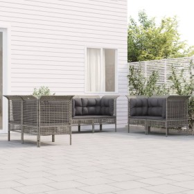 6-teiliges Gartenmöbel-Set und graue synthetische Rattankissen von vidaXL, Gartensets - Ref: Foro24-3187492, Preis: 348,06 €,...