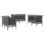 Set de muebles de jardín 6 pzas y cojines ratán sintético gris de vidaXL, Conjuntos de jardín - Ref: Foro24-3187492, Precio: ...