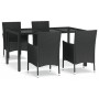 Set de muebles jardín 5 pzas con cojines ratán sintético negro de vidaXL, Conjuntos de jardín - Ref: Foro24-3187326, Precio: ...