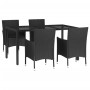 Set de muebles jardín 5 pzas con cojines ratán sintético negro de vidaXL, Conjuntos de jardín - Ref: Foro24-3187326, Precio: ...