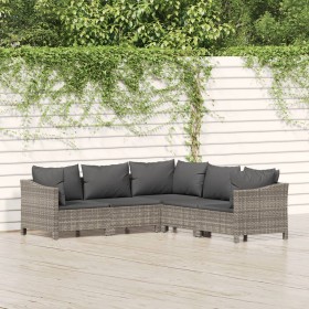 5-teiliges Gartenmöbel-Set und graue synthetische Rattankissen von vidaXL, Gartensets - Ref: Foro24-3187279, Preis: 371,46 €,...