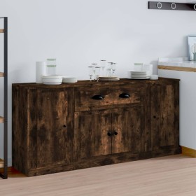 3-teilige Sideboards aus geräuchertem Eichensperrholz von vidaXL, Sideboards - Ref: Foro24-3185276, Preis: 169,05 €, Rabatt: %