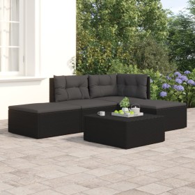 Garden set with cushions 4 pieces black synthetic rattan by vidaXL, Garden sets - Ref: Foro24-3187104, Price: 292,78 €, Disco...