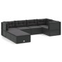 Set de muebles de jardín y cojines 7 pzas ratán sintético negro de vidaXL, Conjuntos de jardín - Ref: Foro24-3187148, Precio:...