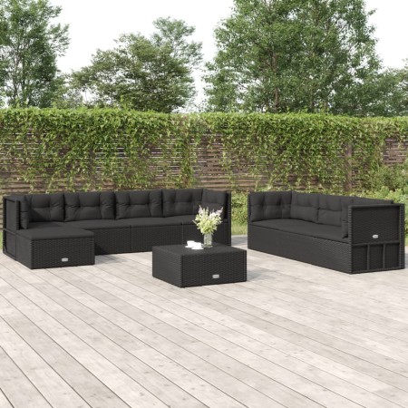 8-teiliges Gartenmöbel-Set und Kissen aus synthetischem Rattan schwarz von vidaXL, Gartensets - Ref: Foro24-3187166, Preis: 6...