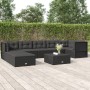 Set de muebles de jardín 8 pzas y cojines ratán sintético negro de vidaXL, Conjuntos de jardín - Ref: Foro24-3187150, Precio:...