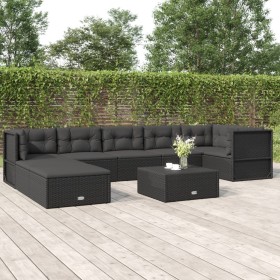 8-teiliges Gartenmöbel-Set und schwarze synthetische Rattankissen von vidaXL, Gartensets - Ref: Foro24-3187150, Preis: 642,99...