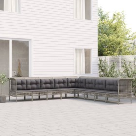 9-piece garden furniture set and gray synthetic rattan cushions by vidaXL, Garden sets - Ref: Foro24-3187521, Price: 435,99 €...