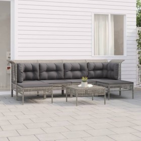 7-piece garden furniture set with gray synthetic rattan cushions by vidaXL, Garden sets - Ref: Foro24-3187553, Price: 362,53 ...